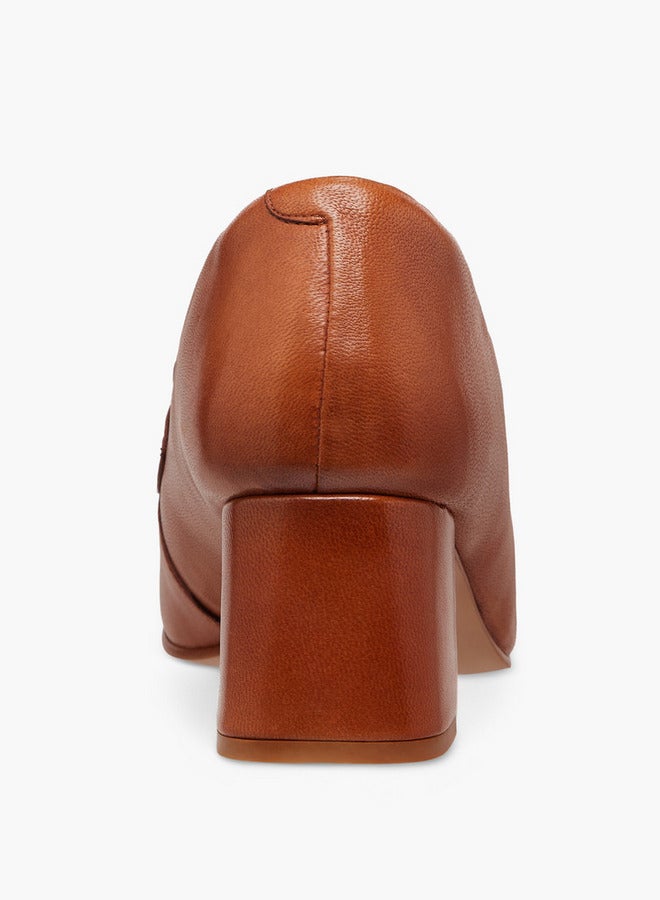 Paprika Metallic Accent Slip-On Loafers with Block Heels - Image 5