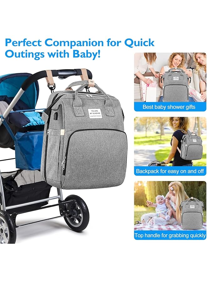 إيروريكس حقيبة ظهر للحفاضات، حقائب حفاضات كبيرة للأطفال مزودة بشاحن USB للأولاد والبنات، متعددة الوظائف، محمولة - Image 5