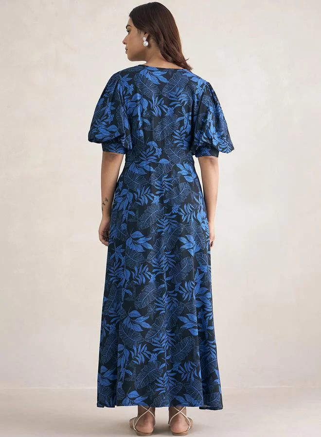 FEMELLA Tropical Print Button Down Maxi Dress by Styli