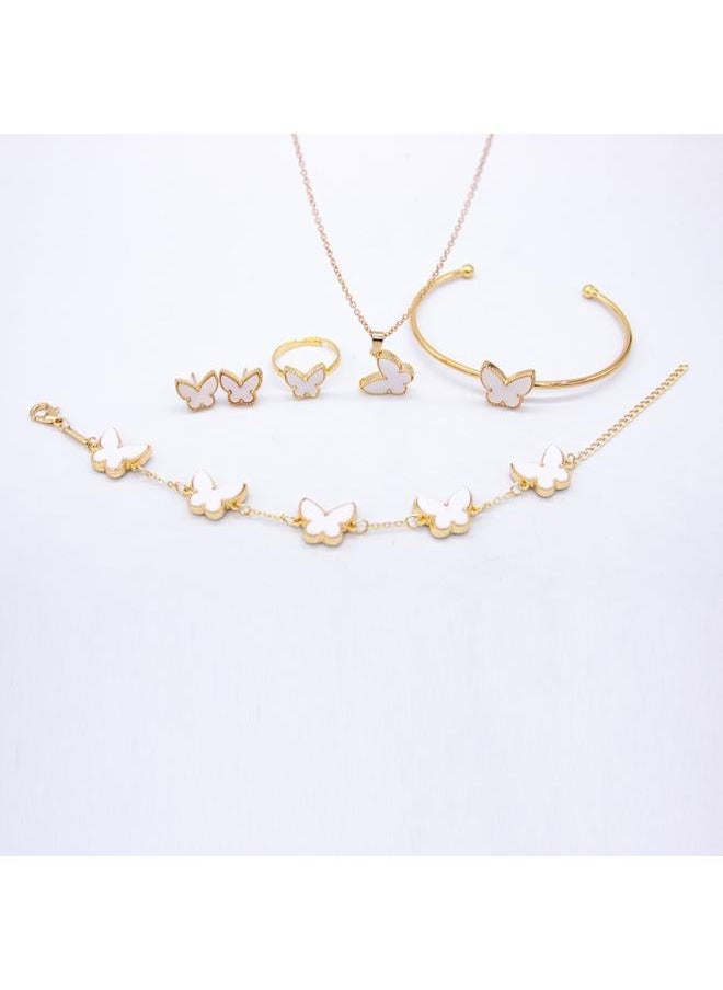 NIBEMINENT Cdd Butterfly Bracelet Five-piece Set Of Four-leaf Clover Necklace 202 New Explosions 
