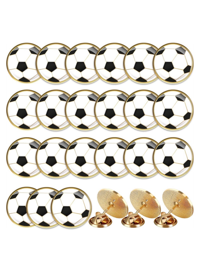 SYOSI Soccer Lapel Pin, 18 Pcs Soccer Brooch, Soccer Ball Cartoon Round Metal Pins, Football Hat Shirt Pin Tie Tack Pinback, Men Women Brooches Sports Accessories Charm Decoration - Image 1