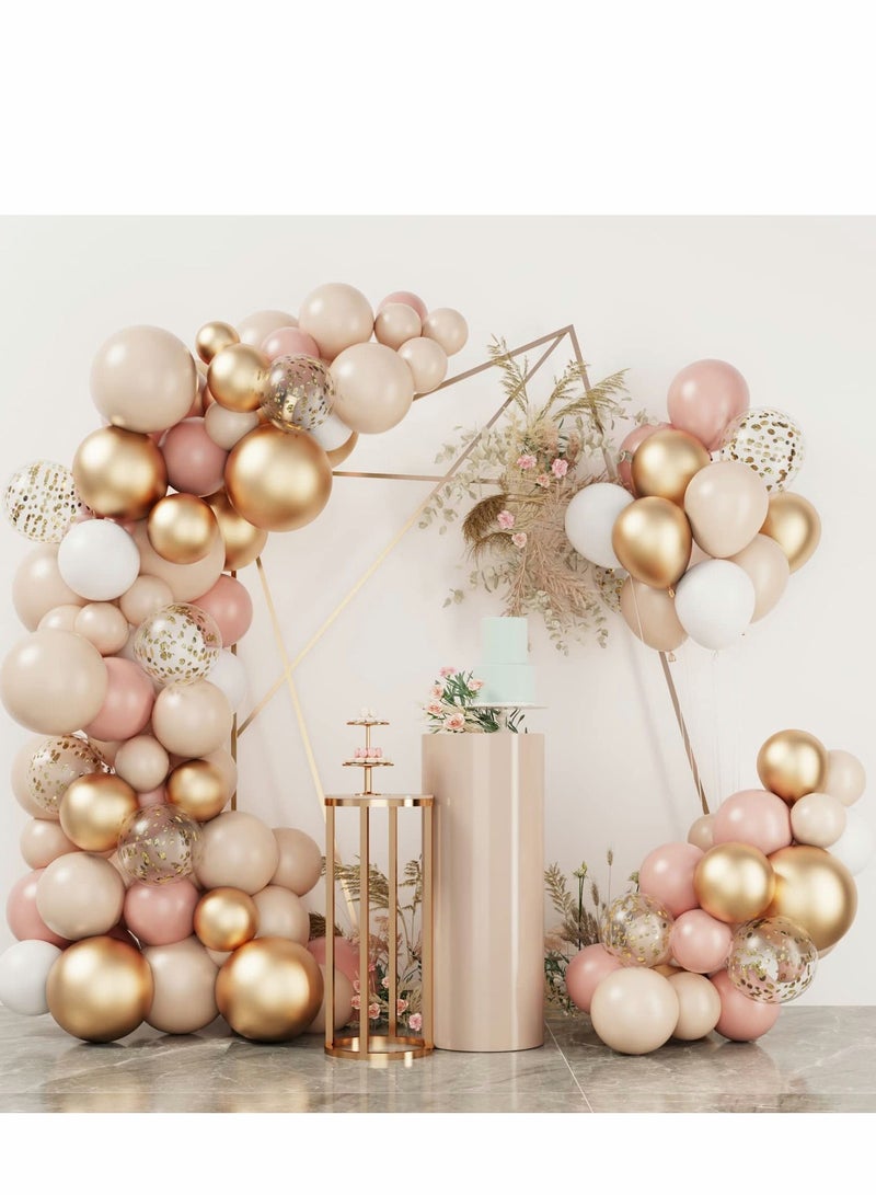 Excefore 101pcs Blush Balloons Garland Arch Kit, Retro Pink Macaron Orange Gold White Confetti Latex for Girl Baby Shower Garden Tea Party Birthday Wedding Decoration - Image 2