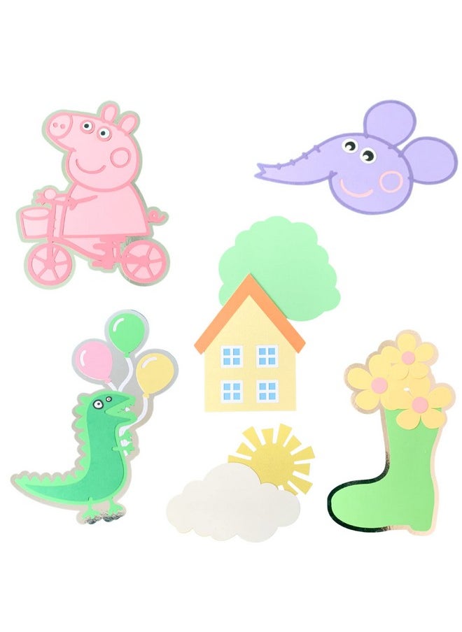 Pinfliers - Pinfliers Cartoon Pig Birthday Decoration Theme Paper Small Cut Outs for Table Centerpiece Decor, A Set of 6, Birthday Party Table Decoration/Center Piece Birthday Party - Image 1