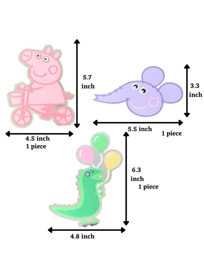Pinfliers - Pinfliers Cartoon Pig Birthday Decoration Theme Paper Small Cut Outs for Table Centerpiece Decor, A Set of 6, Birthday Party Table Decoration/Center Piece Birthday Party - Image 1