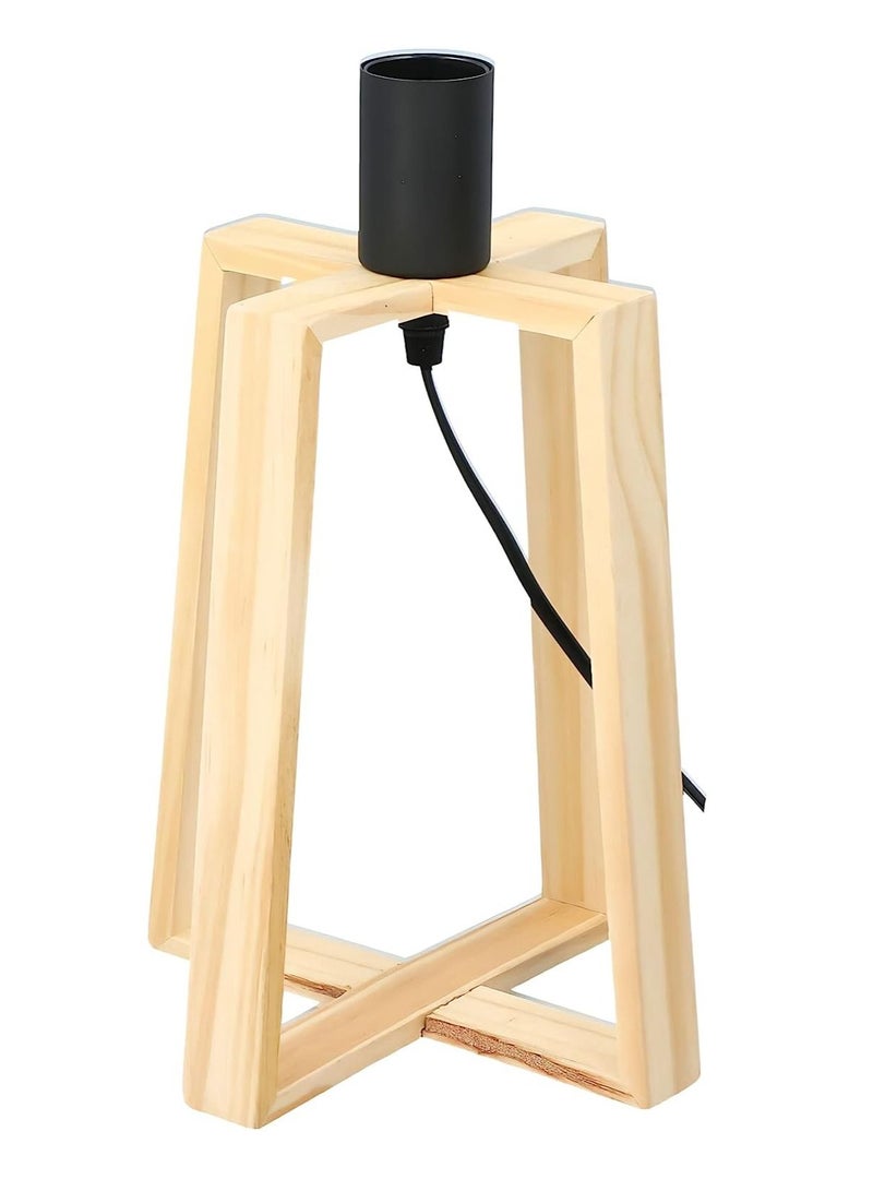Table Lamp with Wood base and Cord Stylish Decorative Table Lamp Suitable for Bedroom Living Room Dining Room Bedside Lamp E27 50 Watt - Image 1