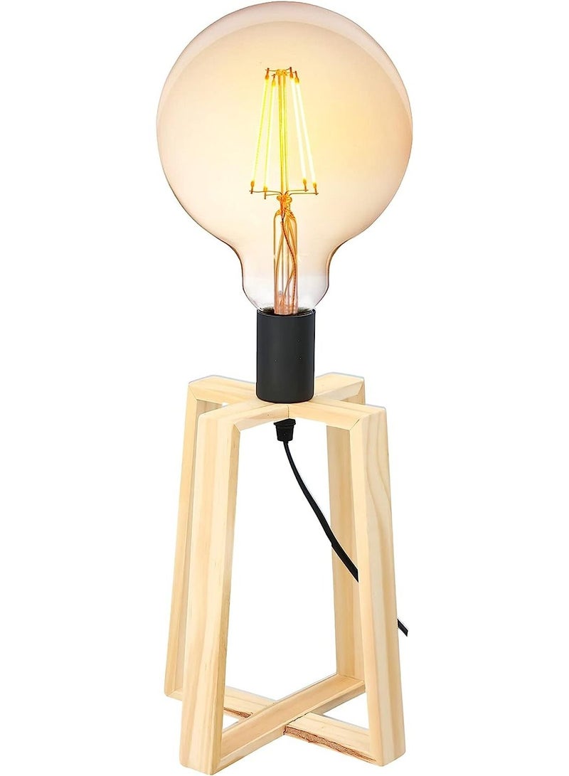 Table Lamp with Wood base and Cord Stylish Decorative Table Lamp Suitable for Bedroom Living Room Dining Room Bedside Lamp E27 50 Watt - Image 4