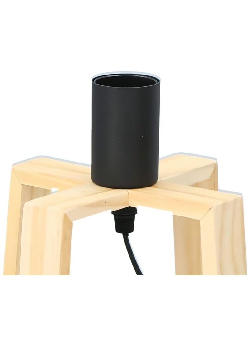 Table Lamp with Wood base and Cord Stylish Decorative Table Lamp Suitable for Bedroom Living Room Dining Room Bedside Lamp E27 50 Watt - Image 3