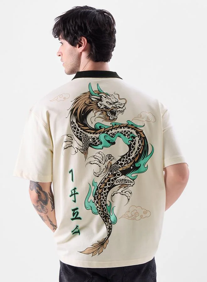 ذا سوليد ستور بولو واسع بطبعة تنين