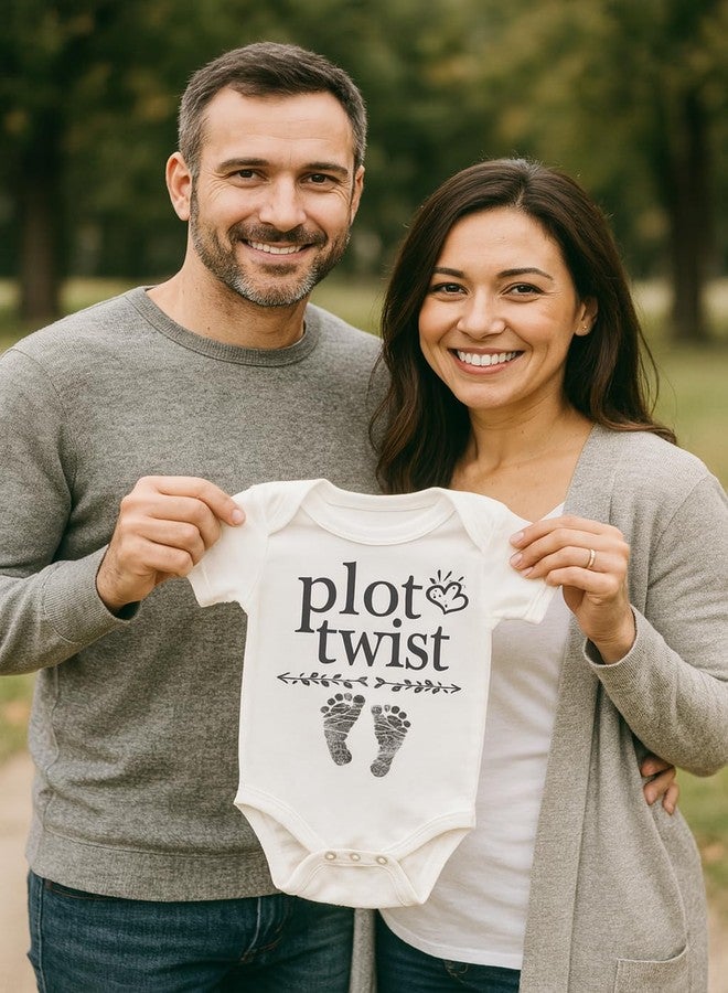 Witty and Bitty Plot Twist Pregnancy Reveal Announcement Onesie/Bodysuit Gift for Grandma Grandpa Dad Daddy Husband - Image 2