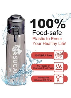 Gonice Water Bottle 650ml Fruit Fragrance Water Bottle With Straw and 7 Flavour Pods, BPA Free Air Water Bottle Up, 0 Sugar, 0 Calorie Starter up Set Drinking Bottles black  - Image 3