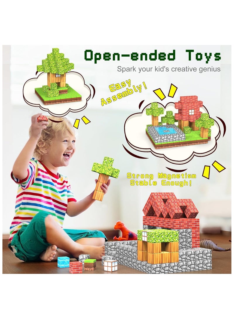 Hihonor 100PCS Magnetic Blocks-Build Mine Magnet World Set for Boys & Girls Age 3-5 6-8, STEM Sensory Toys for Toddlers Gifts for 3+ Years Old Girls Boys,2cm Magnet Cubes Classroom Must Haves Construction Toys - Image 3