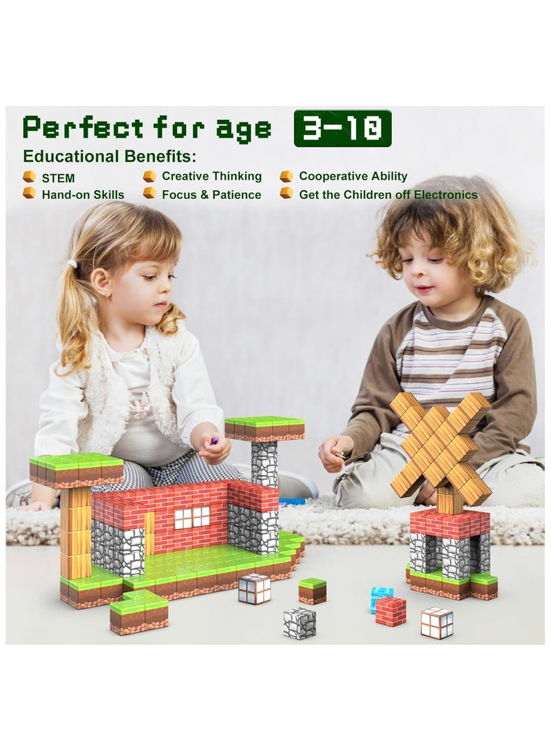 Hihonor 100PCS Magnetic Blocks-Build Mine Magnet World Set for Boys & Girls Age 3-5 6-8, STEM Sensory Toys for Toddlers Gifts for 3+ Years Old Girls Boys,2cm Magnet Cubes Classroom Must Haves Construction Toys - Image 5