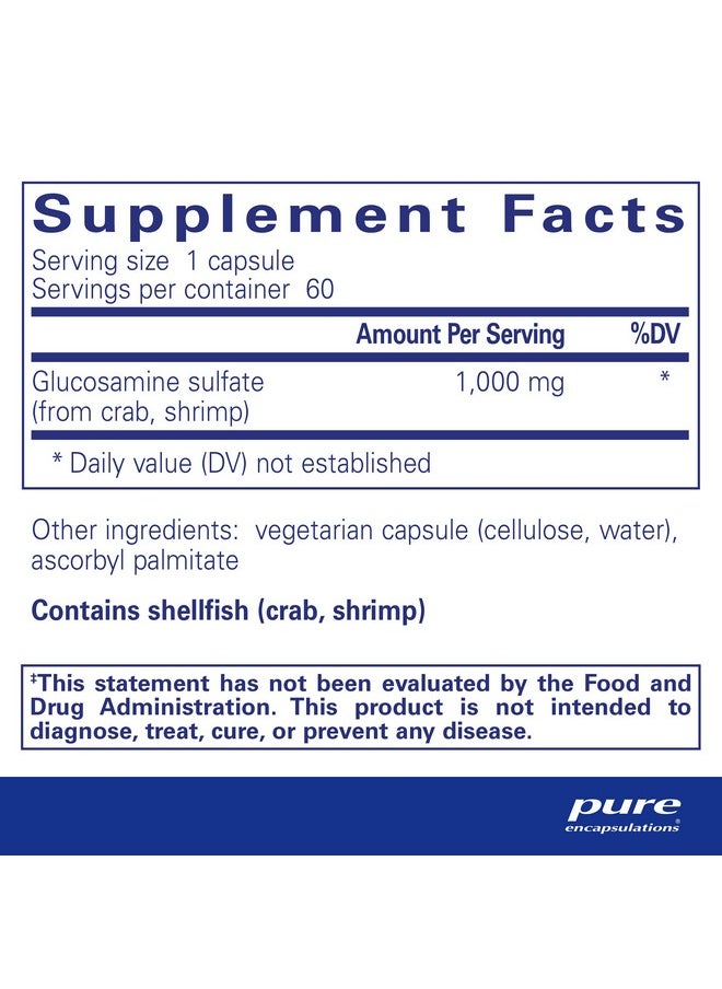 Pure Encapsulations - Pure Encapsulations Glucosamine Sulfate 1,000 mg | Supplement for Joint Support and Mobility, Cartilage Health, and Connective Tissue* | 60 Capsules - Image 1