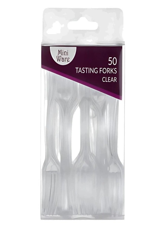Blue Sky MiniWare Clear Plastic Forks - 4" (Pack Of 50) - Heavy-Duty Disposable Tableware For Parties, Events & Everyday Use - Image 4
