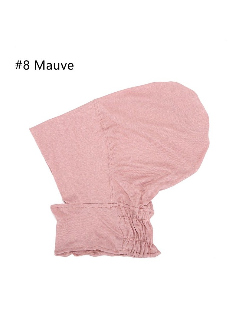 Women Solid Color Inner Tube Hijab Cap Pink - Image 3