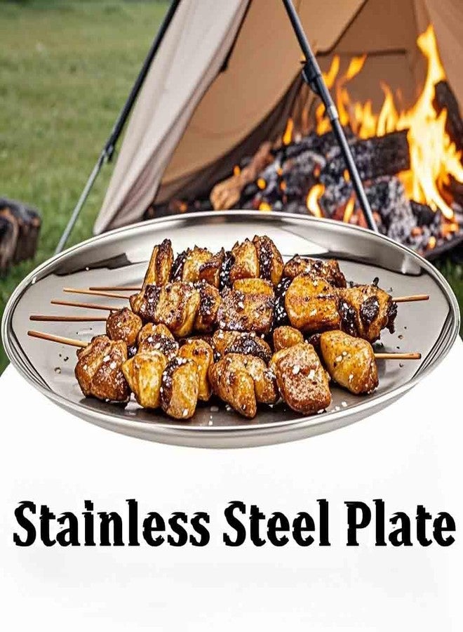JOIKIT 6 Pack 10 Inch Silver Stainless Steel Plate, Round Metal Dinner Plates, Kitchenware Dinner Dishes Serving Tray Large Camping Plates for BBQ, Snack, Food Serving, Dishwasher Safe - Image 4