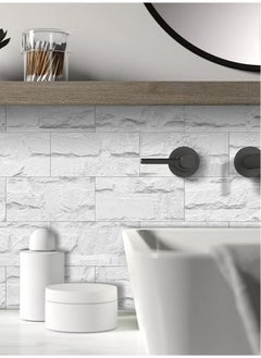 Generic Decorative 3D Wall Panels Wall Panels 16PCS 20.32*10.16cm 3D Wall Sticker Self-Adhesive Wall Panels Waterproof PE Foam Wallpaper Brick Wallpaper for Kichen Wall Decor  - Image 2