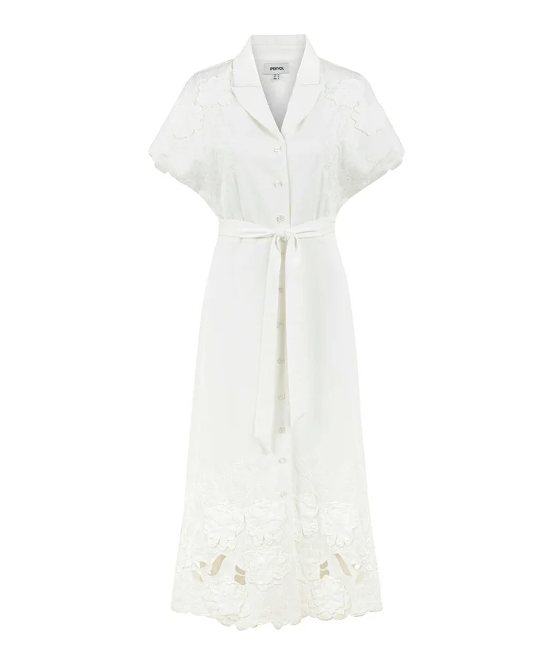 Ipekyol  Shirt Dress with Floral Applique for Women | Best Price UAE