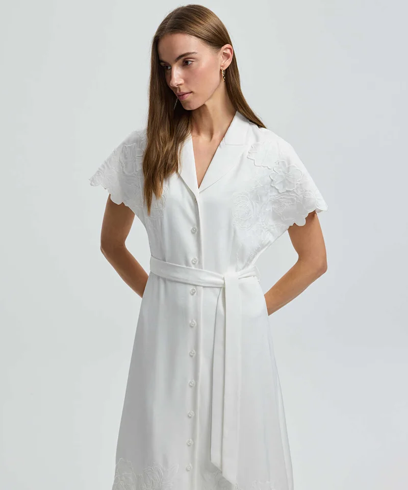 Ipekyol  Shirt Dress with Floral Applique for Women | Best Price UAE