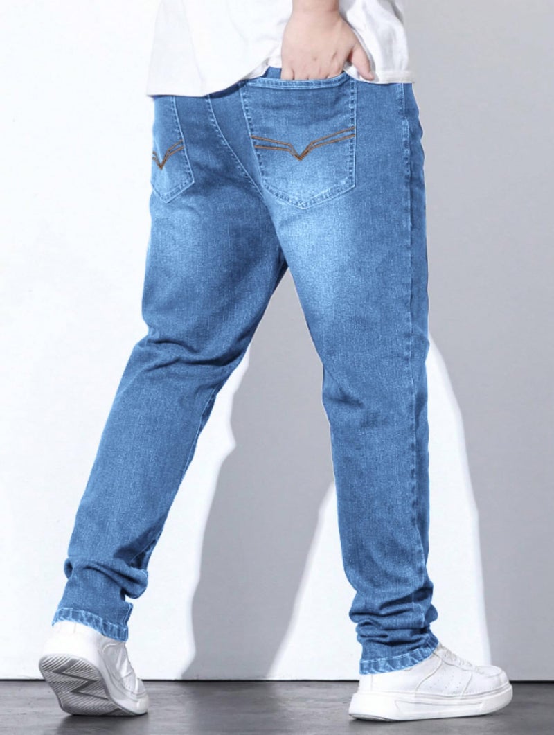 Ben Martin Plus Size Jeans for Man || Big Size Stretchable Jeans for Men || Smart Fit Regular Fit Jean's Pants for Men's || Comfortable Cotton Denim Jins Pant for Men:s, Light Blue - 38 (2) - Image 3