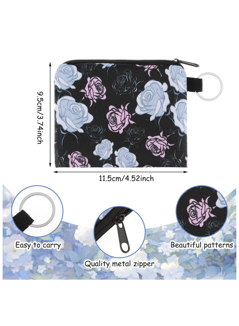 2 Pcs Flower Change Purse, Cute Zipper Coin Bag, Cartoon Handy Pouch Purse Key Ring Wallet Travel Toiletry Bag, Beauty Accessories Organiser Purse Key Ring Wallet Pencil Case - Image 3