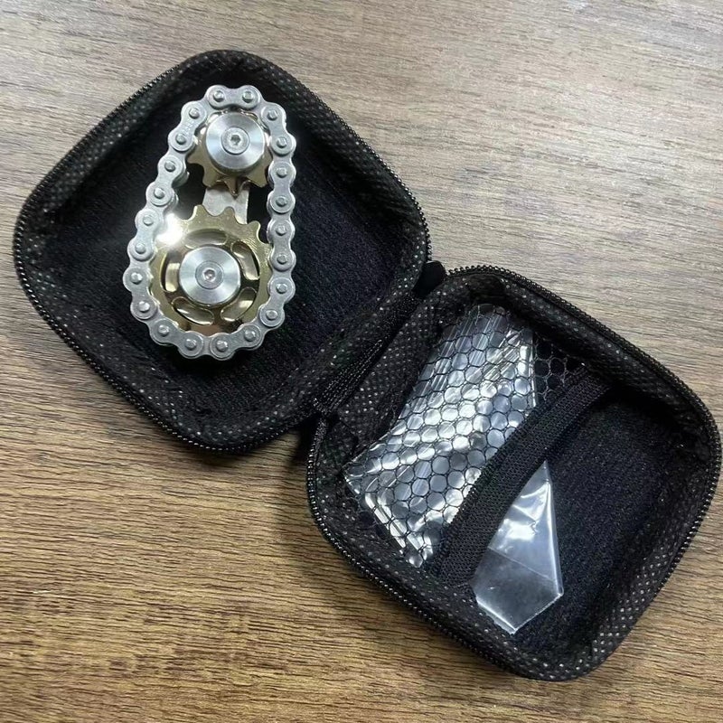 New Chain Fingertip Gyro Gear Metal Toy Sprocketschains Edc Chain Tooth Flywheel Wholesale(Four Teeth Rubik's Cube-Gold) - Image 3