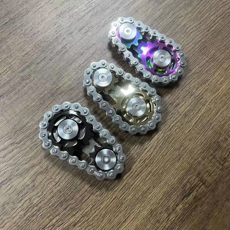 New Chain Fingertip Gyro Gear Metal Toy Sprocketschains Edc Chain Tooth Flywheel Wholesale(Four Teeth Rubik's Cube-Gold) - Image 5