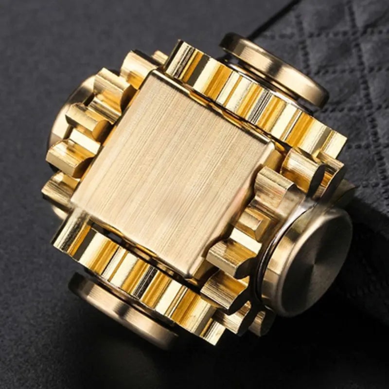 New Chain Fingertip Gyro Gear Metal Toy Sprocketschains Edc Chain Tooth Flywheel Wholesale(Four Teeth Rubik's Cube-Gold) - Image 1