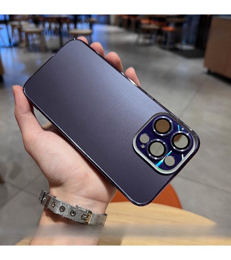 12024 New Purple Titanium Magnetic Phone Case Compatible With Iphone 16 Pro Max Anti Fingerprint Dustproof Design With Lens Protector Original Texture Cover - Image 5