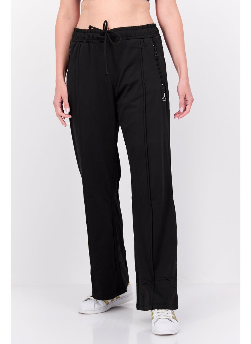 KANGOL Women Sportswear Fit Wide Leg Outdoor Sweatpants , Black  - Image 1