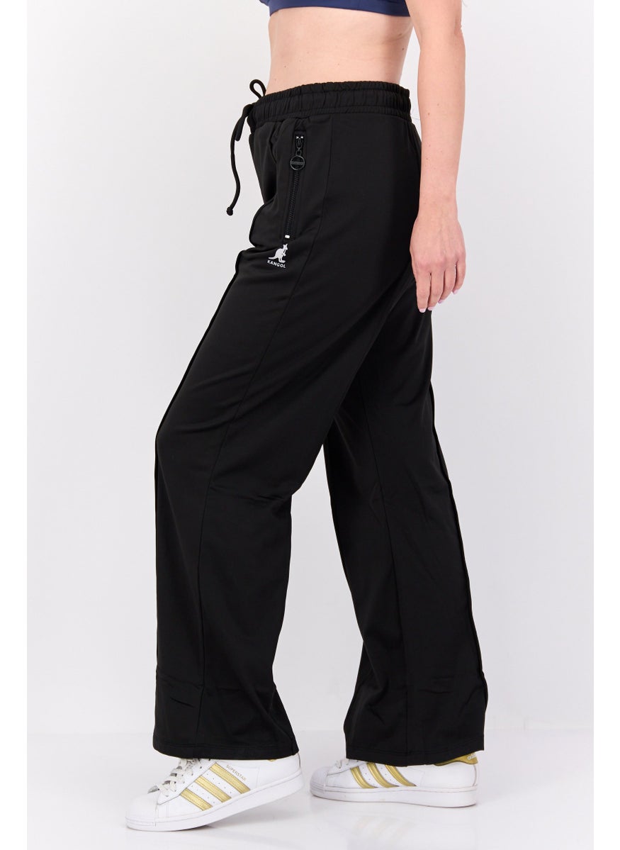 KANGOL Women Sportswear Fit Wide Leg Outdoor Sweatpants , Black  - Image 2