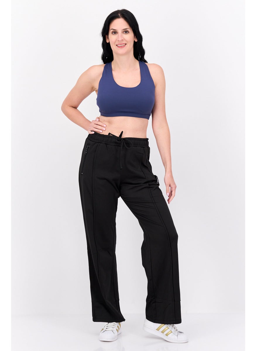 KANGOL Women Sportswear Fit Wide Leg Outdoor Sweatpants , Black  - Image 4