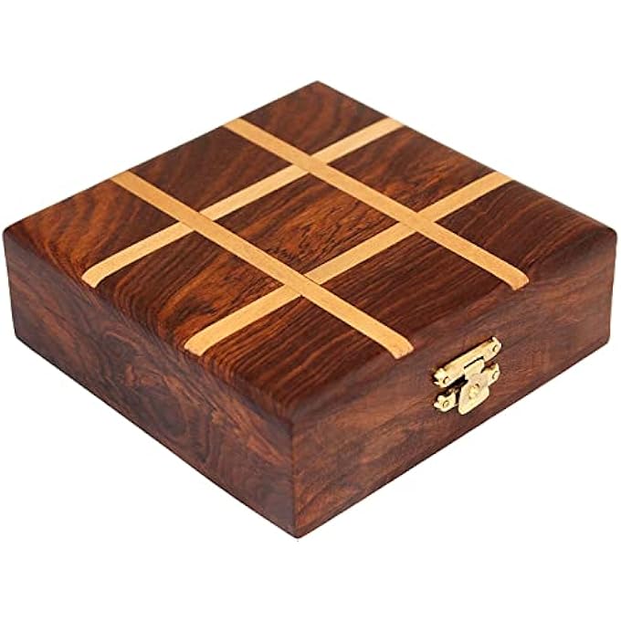 STAR CRAFT لعبة خشبية تيك تاك تو لعبة يدوية خشب الورد النحاس النحاس النقي Noughts والصلبان TIc Tac Toe Board خشبية صفر كاتا لعبة بني 2 - Image 2