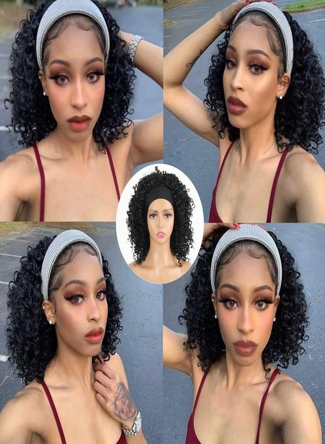 ايسايدي شعر مستعار أسود مجعد أفرو كينكي من آيسايد، نصف شعر مستعار مجعد أفرو للنساء ذوات البشرة السمراء، شعر مستعار صناعي قصير مموج عميق، شعر مستعار أسود طبيعي مع طوق رأس - Image 2