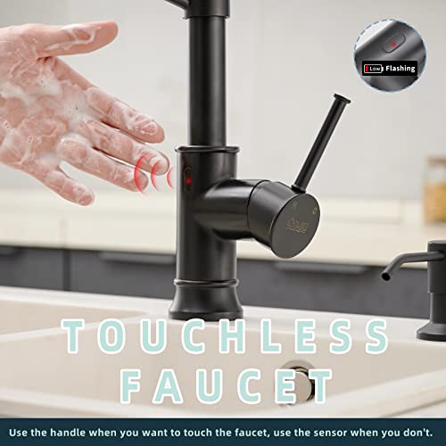 GIMILI Matte Black Touchless Kitchen Sink Faucet with Pull Down Sprayer, Motion Sensor Smart Activated Hands-Free Single Handle Kitchen Faucet - Image 5
