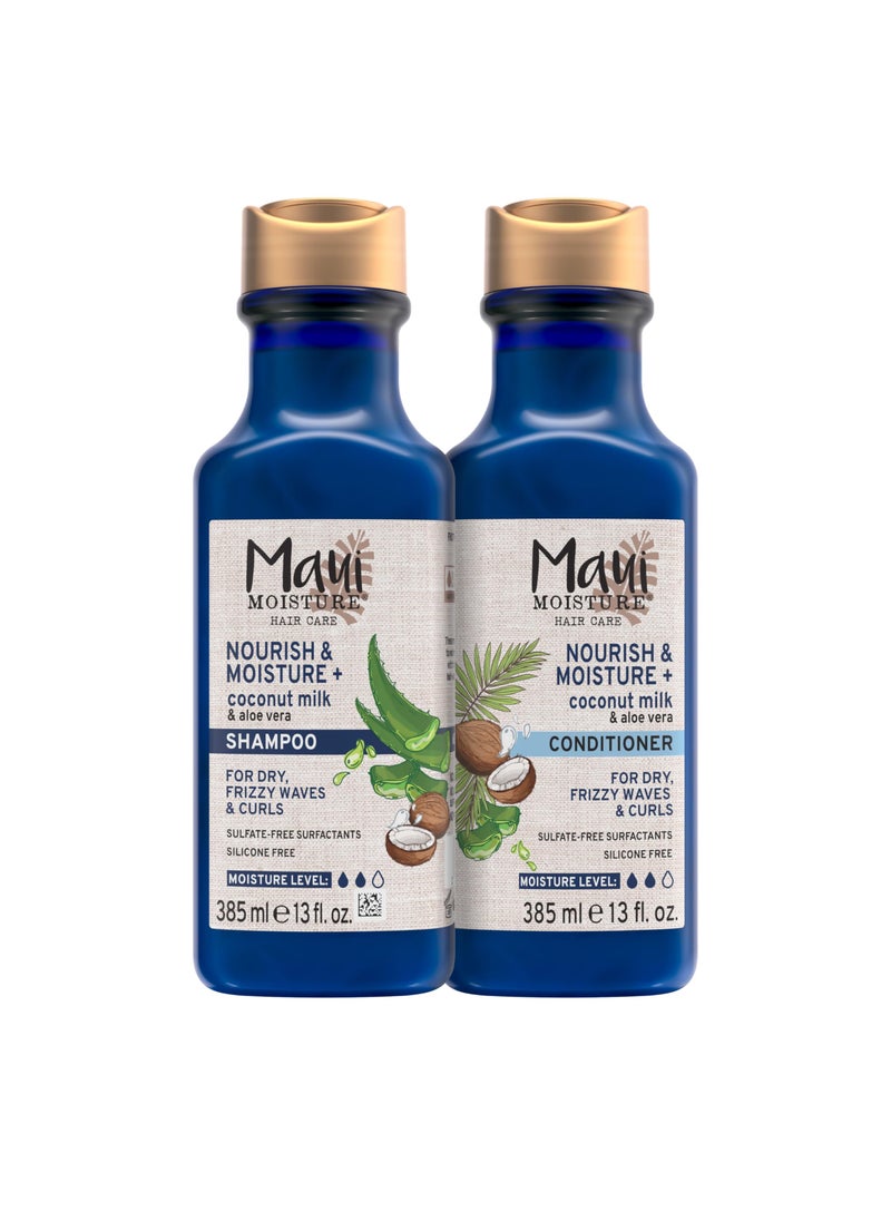 MAUI MOISTURE Maui Moisture Nourish & Moisture + Coconut Milk Shampoo + Conditioner to Hydrate and Detangle Curly Hair, Lightweight Daily Moisturizing Shampoo, Vegan, Silicone & Paraben-Free, 13 Fl Oz 