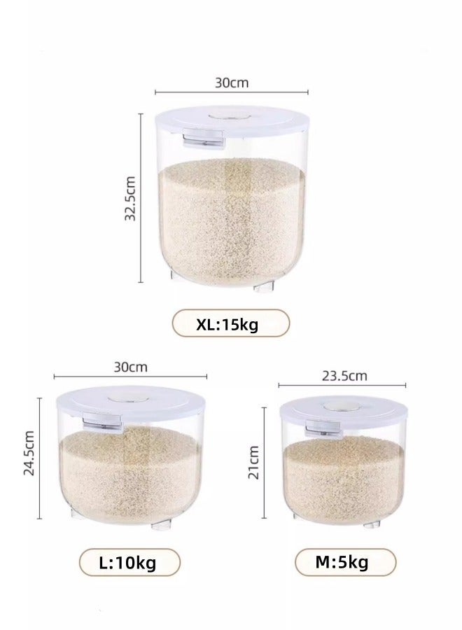 Aikenn Grain Storage Barrel,Rice Airtight Storage Container, 5kg Cereal Dry Food Flour Bin, Pet Dog Cat Food Dispenser With Measuring Cup, Bpa Free Clear Plastic Kitchen And Pantry Organization Bin(5kg)  - Image 2