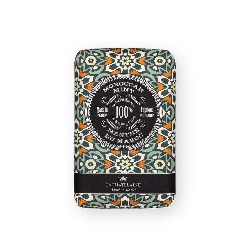 La Chatelaine Shea Butter Bar Soap| Natural and Organic |Triple Milled | Made in France | Unisex, Men, Women | Large (Moroccan Mint)