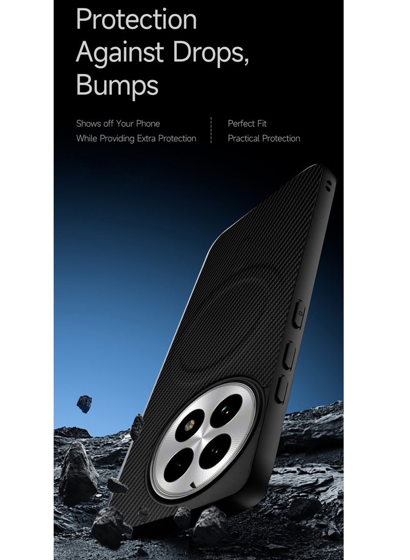 Wtech OnePlus 13R 5G 2025 Soft Silicone Carbon Fiber Magsafe Protective Back Case Cover (MCFPSN) - Black - Image 3