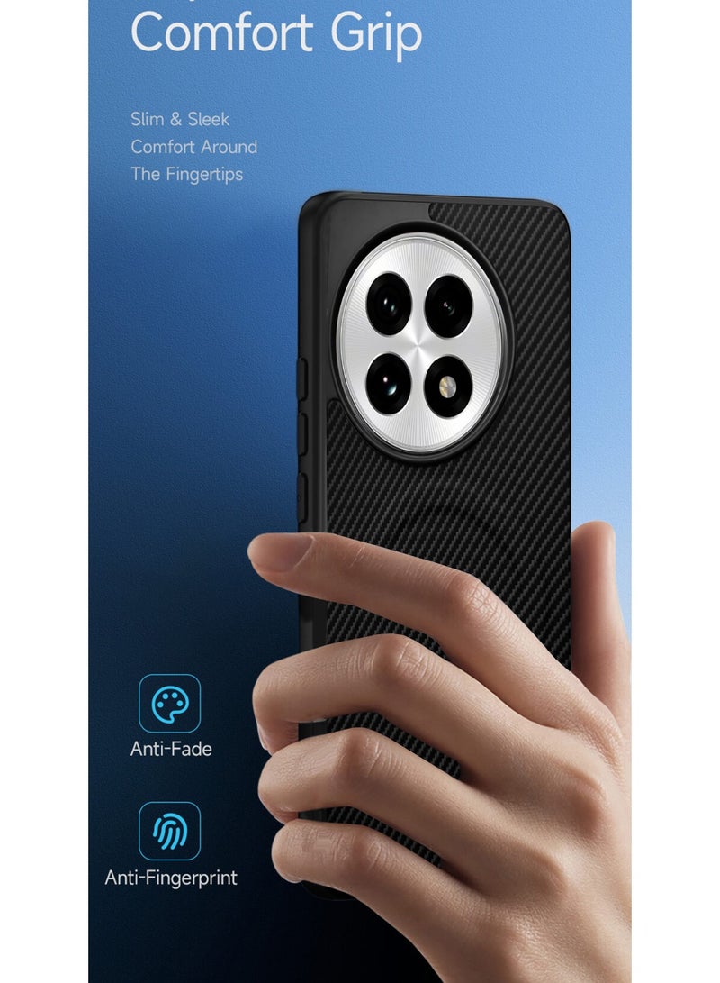 Wtech OnePlus 13R 5G 2025 Soft Silicone Carbon Fiber Magsafe Protective Back Case Cover (MCFPSN) - Black - Image 2