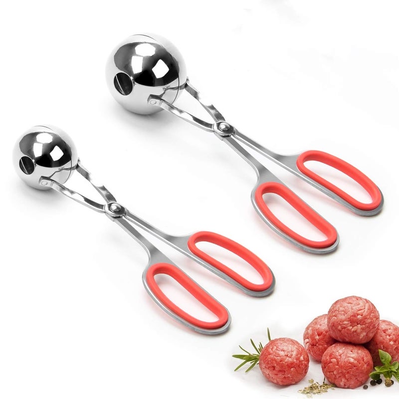 Meatball Maker AHIER 2PCS Nonestick Meatball Scoop Ball Maker with Detachable AntiSlip Handles Stainless Steel Meat Baller Cake Pop Scoop for Kitchen 138178