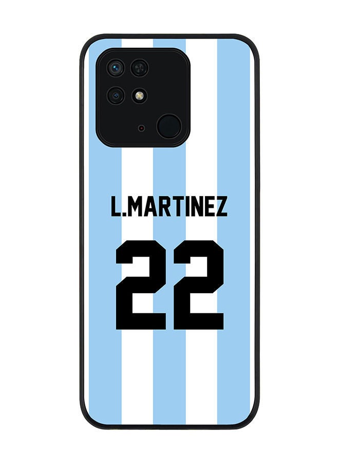 Stylizedd Rugged Black edge case for Redmi 10C 4G  Slim fit Soft Case Flexible Rubber Edges Anti Drop TPU Gel Thin Cover - Football Team - Argentina Player Name - L.Martinez - Image 1