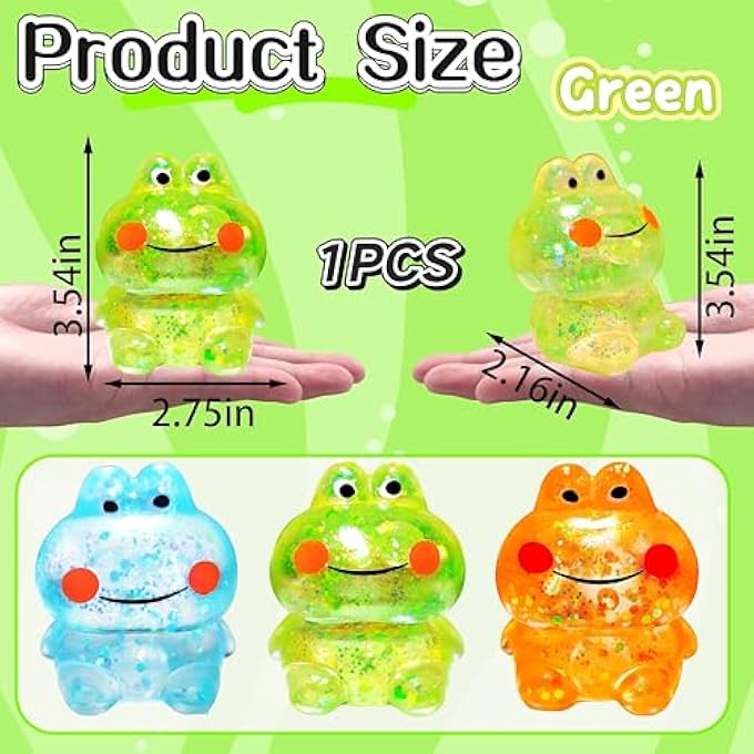 EVDERS 1Pcs Squishy Frog Stress Balls for Adults Maltose Ball Sensory Fidget Toys for Kids, Frog Sugar Ball, Slow-Rise Squishy Sugar Stress Toy, Animal Squeeze Toys (Green) - Image 2