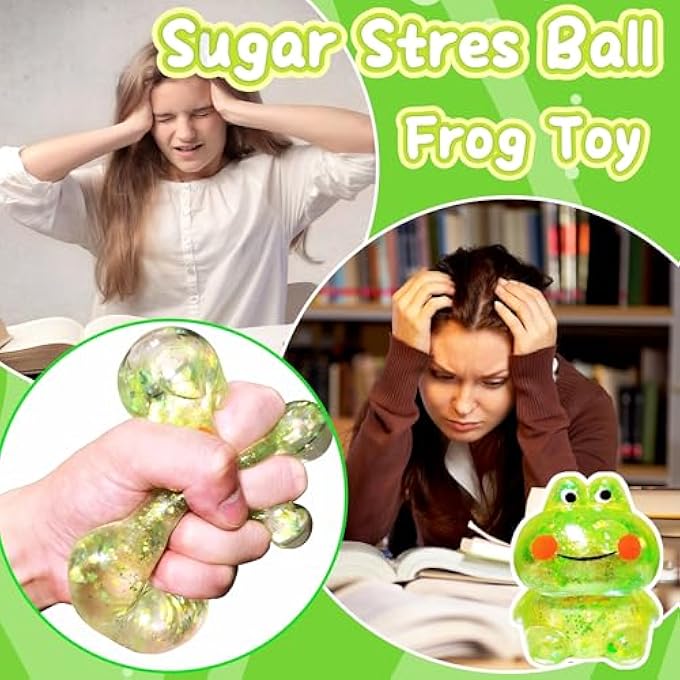 EVDERS 1Pcs Squishy Frog Stress Balls for Adults Maltose Ball Sensory Fidget Toys for Kids, Frog Sugar Ball, Slow-Rise Squishy Sugar Stress Toy, Animal Squeeze Toys (Green) - Image 4