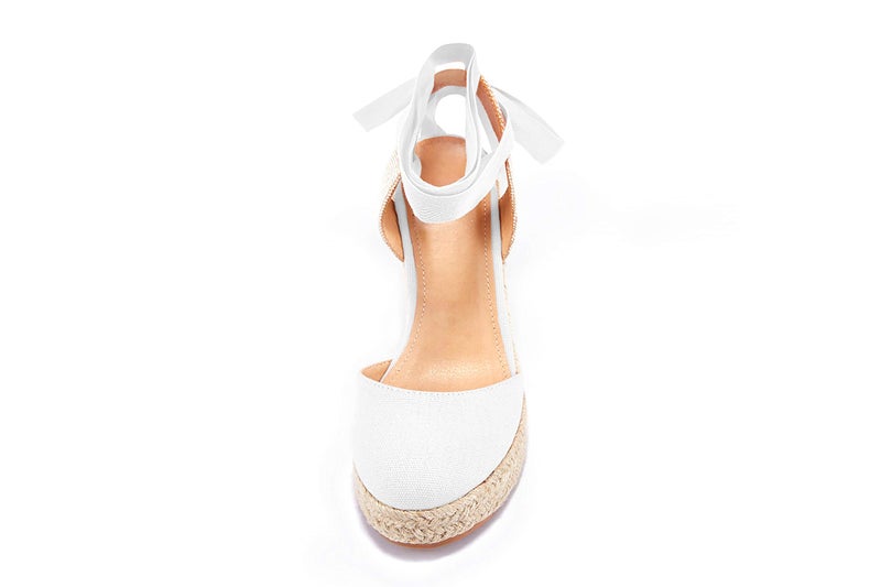 FISACE Womens Summer Lace Up Espadrilles Wedge Sandals Closed Toe Ankle Strap Platform Shoes - Image 5