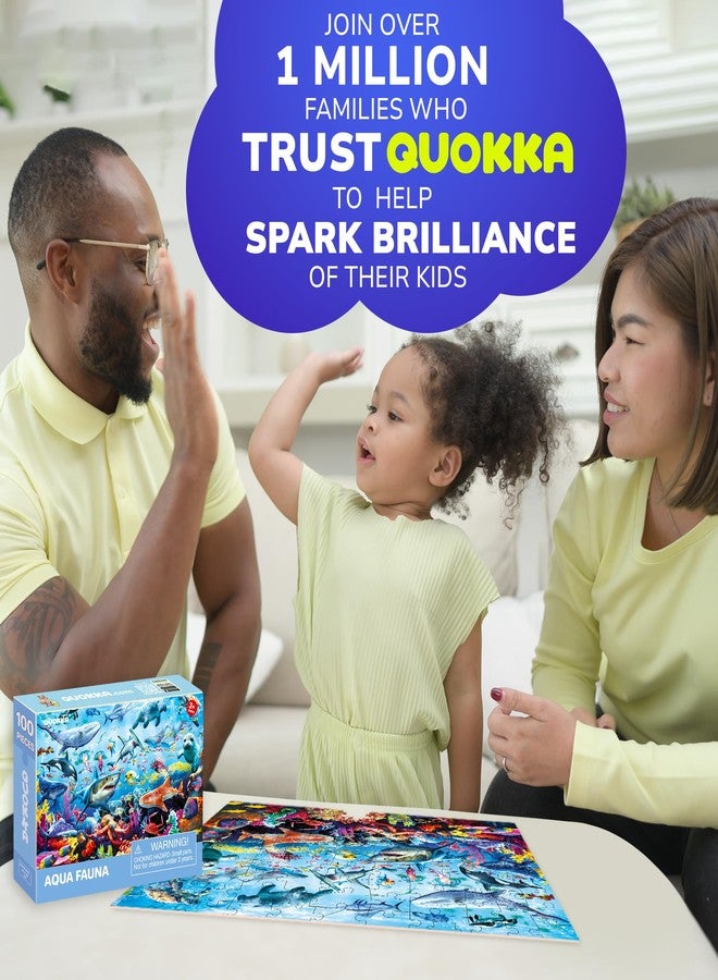 QUOKKA 100 Piece Puzzles for Kids Ages 4-6 - Floor Kids Puzzles Ages 6-8 Year Old - Toy for Learning Ocean Animals for 8-10 yo - Jigsaw Toddler Game for Boy and Girl Age 3-5 - Image 5