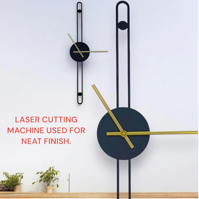 POSHIO® POSHIO Wall Clock For Home Stylish Latest Minimalist Metal Wall Clock Big Diwal Ghadi Stylish Analog Big Size Wall Watch Wall Decor Gift Item Style 1 19 X 39 InchesBlack - Image 3