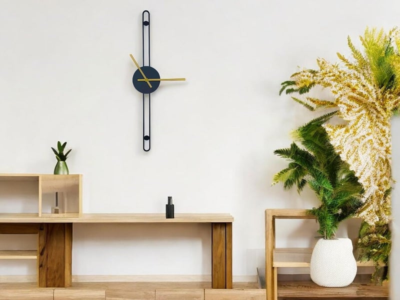 POSHIO® POSHIO Wall Clock For Home Stylish Latest Minimalist Metal Wall Clock Big Diwal Ghadi Stylish Analog Big Size Wall Watch Wall Decor Gift Item Style 1 19 X 39 InchesBlack - Image 4