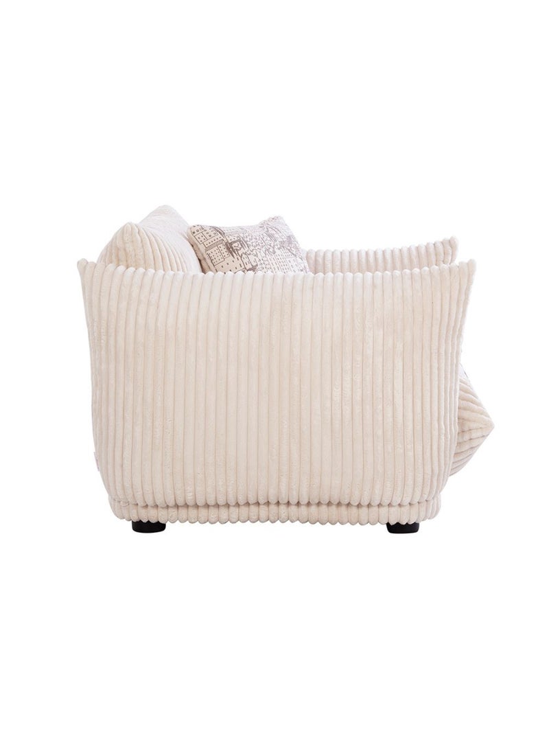 DANUBE HOME York 1 Seater Fabric Arm Chair 1 Seater Sofa | Armchair | Modern Design Single Seater Accent Chair | Comfortable Living Room Furniture L121xW96xH75cm - Beige  - Image 3