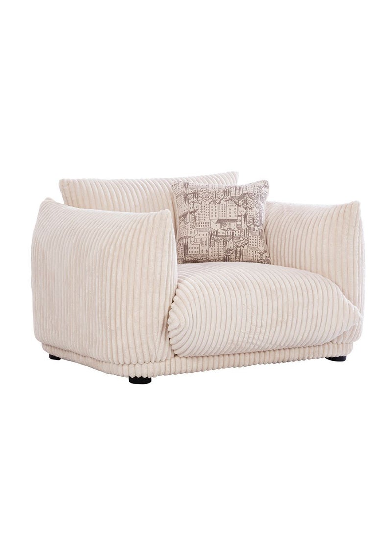 DANUBE HOME York 1 Seater Fabric Arm Chair 1 Seater Sofa | Armchair | Modern Design Single Seater Accent Chair | Comfortable Living Room Furniture L121xW96xH75cm - Beige  - Image 2